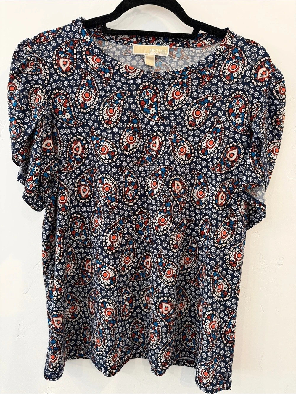 Michael Kors Paisley Blouse in Blue & Red Size Medium